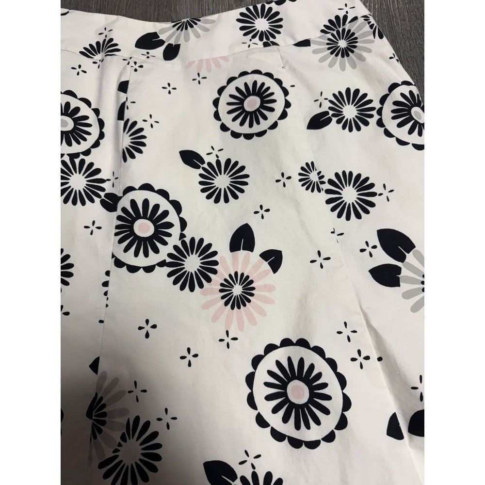 GAP Flounce Hem Retro Flower Print Skirt - SZ 8 Ivory, Black, Gray & Pink - Picture 3 of 7